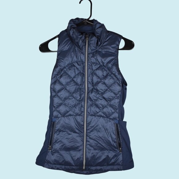 Lululemon Athletica Vest Women's 4 Blue Down For A Run Full Zip Goose Feathers - Picture 5 of 15